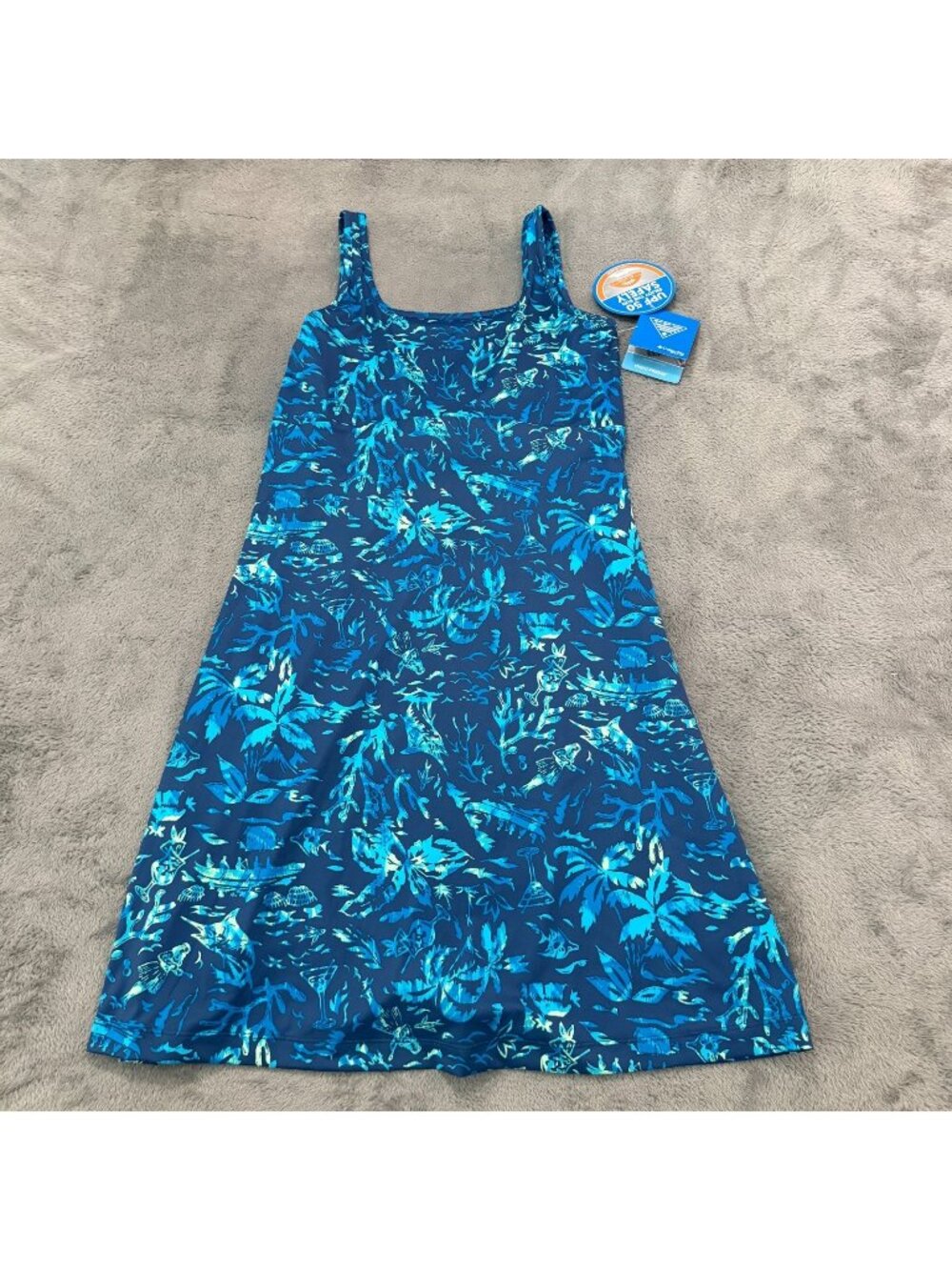 NWT Columbia Freezer III PFG Blue Tropical Tank Dress Womens SMALL
